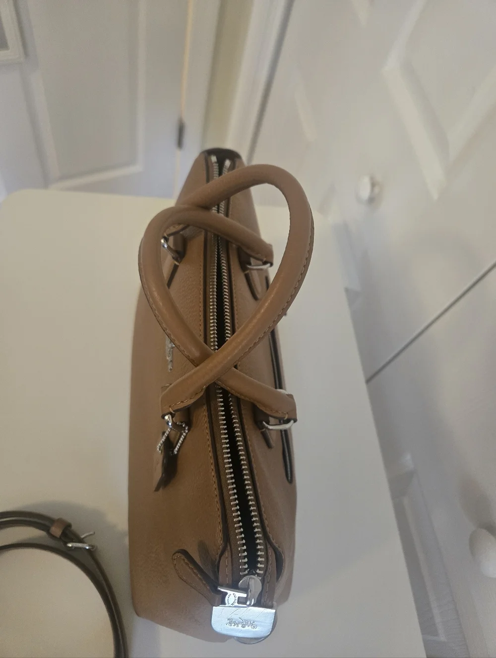 Coach Tan Pebbled Leather GEORGIA Satchel with Detachable Strap - Picture 4 of 15